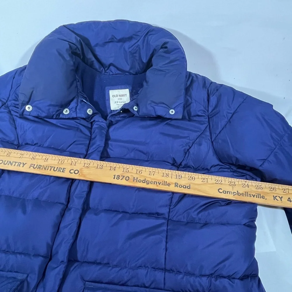VTG 2010 OLD NAVY PUFFER COAT ZIP FRONT HIDDEN HOOD‎ UNISEX XXL NAVY PREOWNED
